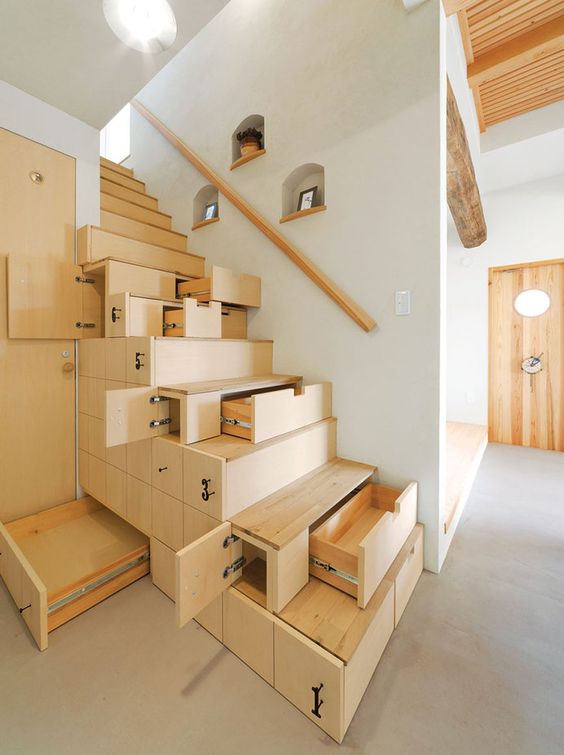 wooden drawer stairs